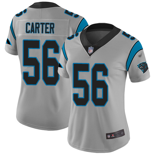 Carolina Panthers Limited Silver Women Jermaine Carter Jersey NFL Football #56 Inverted Legend->carolina panthers->NFL Jersey